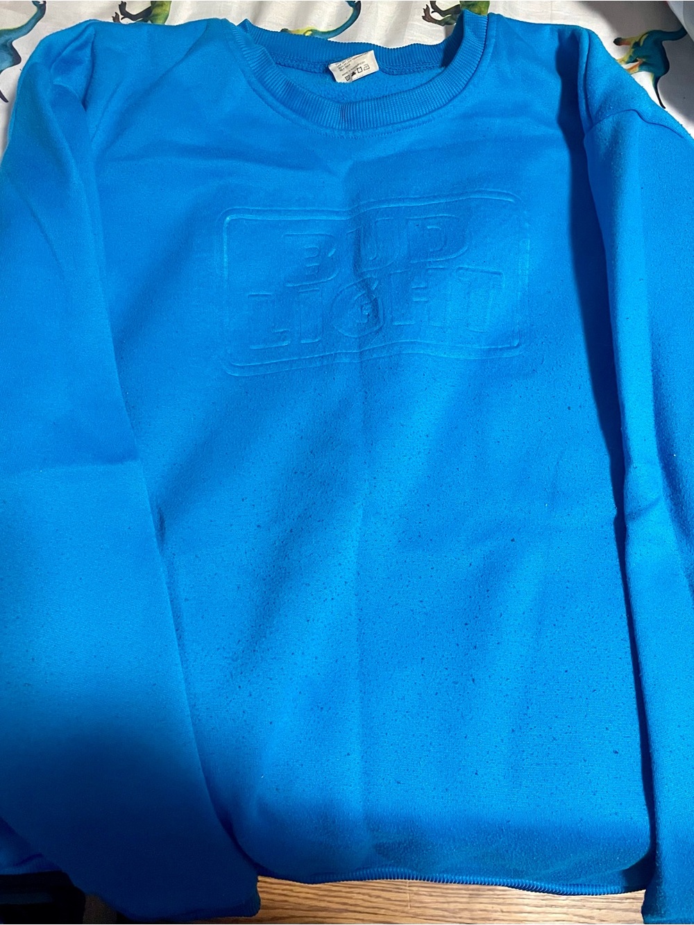 Bright Blue Embossed Crewneck Sweatshirt - Unbranded